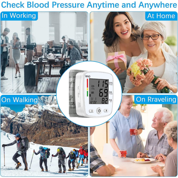 Blodtrycksmätare,U-Kiss blodtrycksmätare för handled för hemmabruk BP-mätare med handledsmanschett (vit)