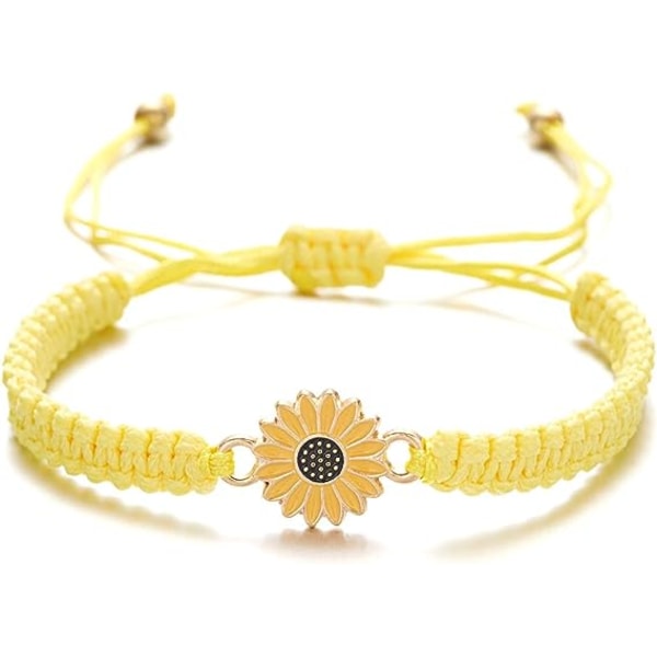 Solsikkearmbånd Justerbare Boho Solsikke Daisy Charm Armbånd Håndlagde Flettede Tau Vennskap Matchende Armbånd Venner Sommer Smykker