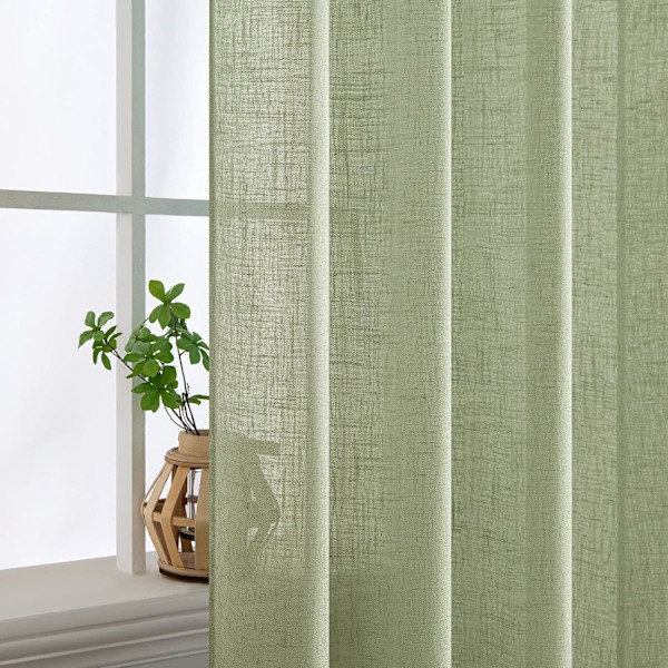 Sæt med 2 Gennemsigtige Gardiner med Øjer, Gardiner til To Balkondøre, Gardiner til Stue Soveværelse, 241x132cm (HxB) Beige