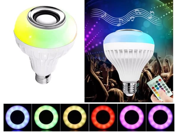 LED pære E27 fatning - RGB med Bluetooth & højttaler