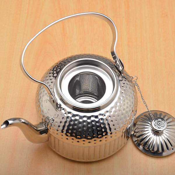 1400ml Rustfrit Stål Tekande med Infuser, Antik, Velegnet til Induktion eller Gasblus