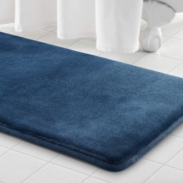 Minneskum badrumsmatta halkfri absorberande supermysig sammetsbadrumsmatta för badrum Navy 20" X 32"
