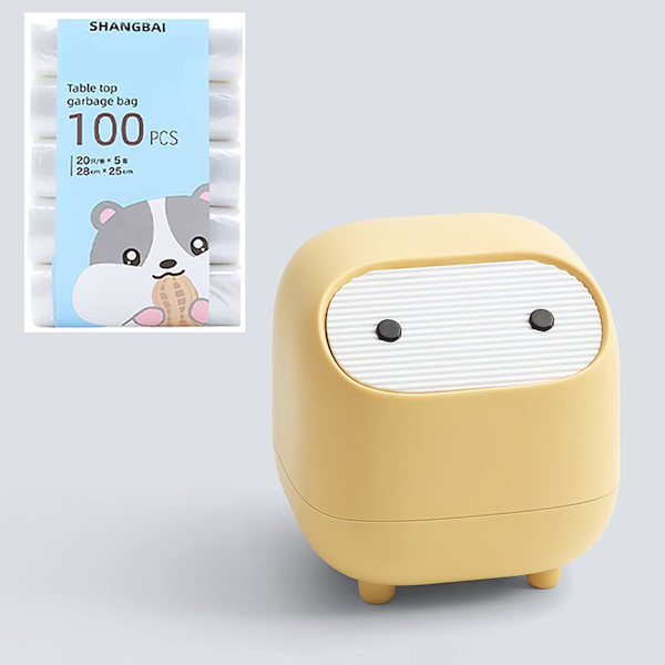 Mini Ninja Roskakori, Varustettu 100 Kpl Pienellä Roskapussilla, Paina Yläkansi Pöytäroskakori