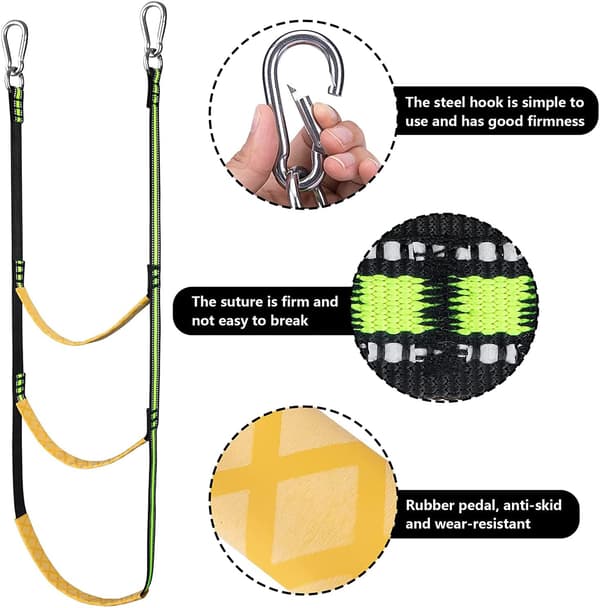 3-stegs båtrepstege, klättringsbåtrepstege, bärbar repstegeförlängning, assisterande ombordstigning, fällbar stege