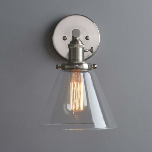 Industriel væglamper oval glas lampeskærm vintage gang væglamper E27 retro lysarmaturer til soveværelse forfængelighed spejl (krom)