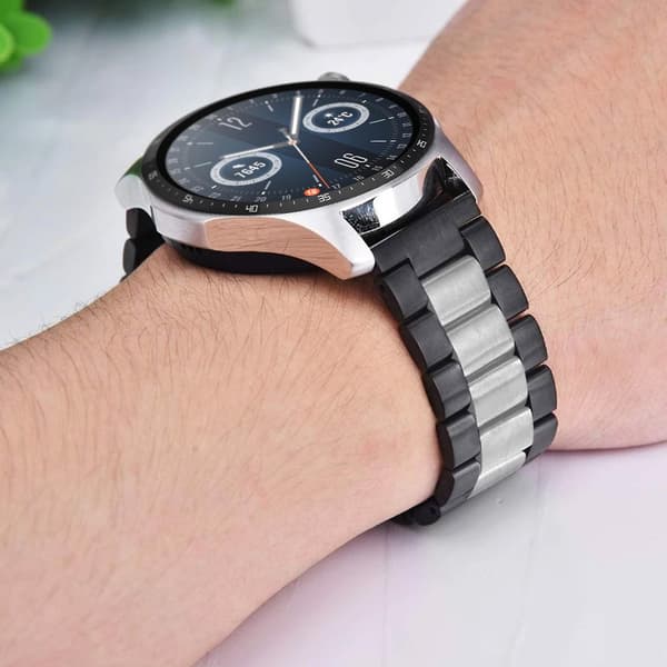 Ranneke Huawei Watch GT Runnerille, teräksinen solki, musta / hopea