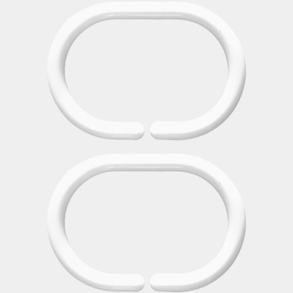Duschdraperiringar set om 24 - oval, plast, 3 x 4,5 cm, vit