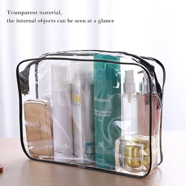 3 st transparenta necessärer för resor - transparenta necessärer vattentäta toalettartiklar bärbar påse transparent PVC sminkväska med dragkedja kosmetisk sminkorganisatör