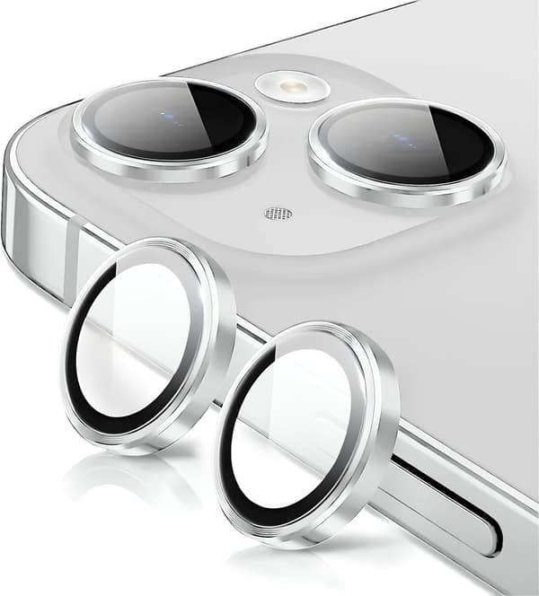 Kameralinsskydd för iPhone 14 / iPhone 14 Plus, Splittersäkra Ultra HD Individuella Linsskydd, Silver