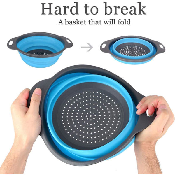 Hopfällbar köksdurkslag / 3 durkslag set, hopfällbart durkslag i silikon, perfekt för pasta, grönsaker, frukt (29x24cm/24.5x20cm)