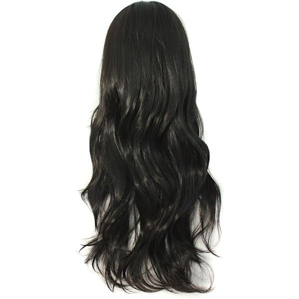 28 tum/70 cm Kvinnor Sido Lugg Lång Lockig Hår Cosplay Peruk för kvinnor flicka Black 28"