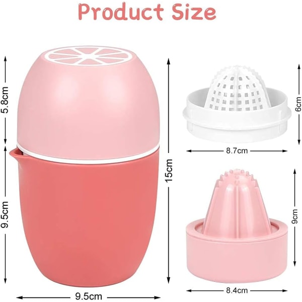 Manuaalinen sitruspuristin sitruunapuristimen, kaksitoiminen manuaalinen hedelmäpuristin, hedelmäpuristin sitruunoille/limelleille/appelsiineille/appelsiinille/greipille - Pinkki