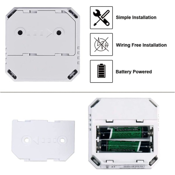 Kolmonoxiddetektor 2-pack, batteridriven högprecision CO-larm med ljudvarning och digital LCD-display