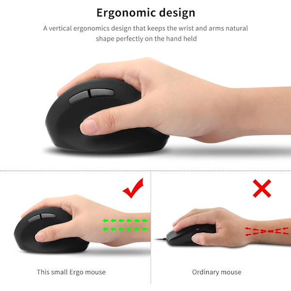 2.4G langaton pystysuora hiiri, ergonominen pystysuora optinen hiiri, söpö min hiiri säädettävällä herkkyydellä (800/1200/1600 DPI)