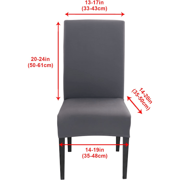 Stretch Stolsöverdrag Set om 6 Universal Tvättbar Modern Matstol Överdrag Stolsöverdrag för Dekor Matsal Restaurang Hotell Bunch, Mörkgrå