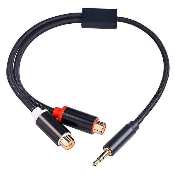 3687 3,5 mm hann til 2 RCA hunn stereo lydkabel AUX-adapter for datamaskinhøyttaler