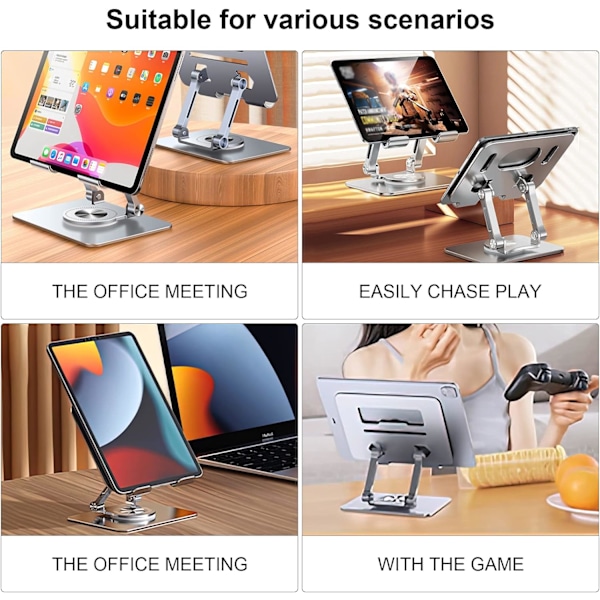 Tabletstativ, 360° roterende laptopstativ, stativ 12,9 tommer