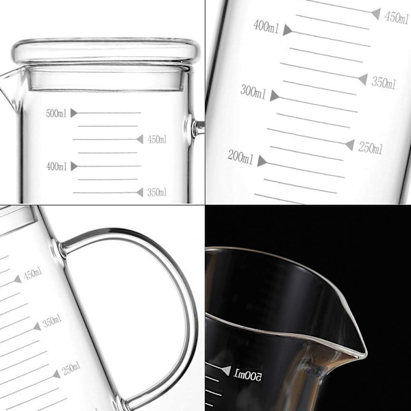 500 ml glasmätkopp (med glaslock) transparent mätkopp