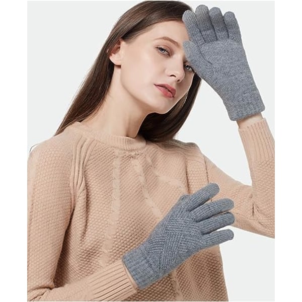 Vinterhandskar med pekskärm Kabelstickning för kvinnor varm håller mjukt foder elastiska utomhushandskar