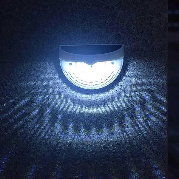 Solcelle Hegnslys, Solcelle Terrasselamper, 6LED Halvcirkelformet Bordtrinslys, Udendørs Have Dekoration Belysning