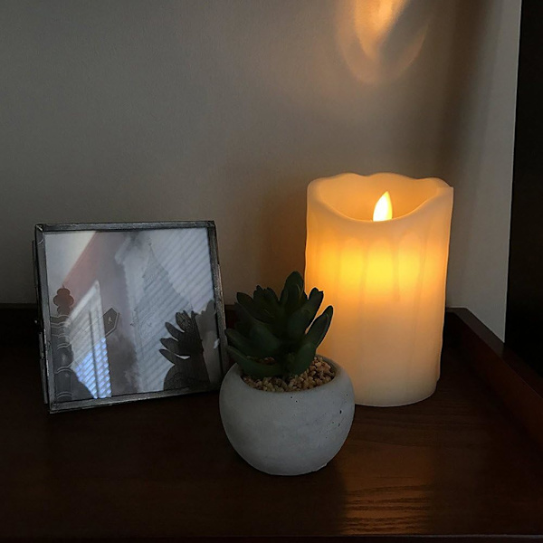 4,9 tommer flammefri LED-lys, bølgeformet, genopladelig, med fjernbetjening