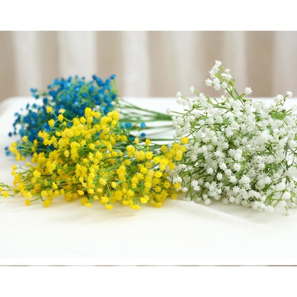 6 stk kunstige baby's breath gypsophila blomsterbuketter for DIY krans blomsterdekorasjon yellow