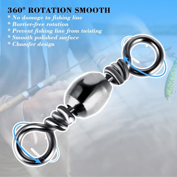 100 st Fiske Tackle Swivel Kolstål Fiske Connector Swivel Färskvatten Swivels Stål Kroklina Connector Rullande Fiske Swivels size 2