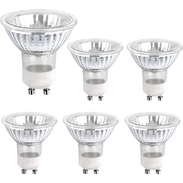 Halogenpære GU10 35W 230V, 380lm Varmhvit 2700K, Dimbar Halogen Spotpære, for Skaplys, Displaylys, 6-pakning