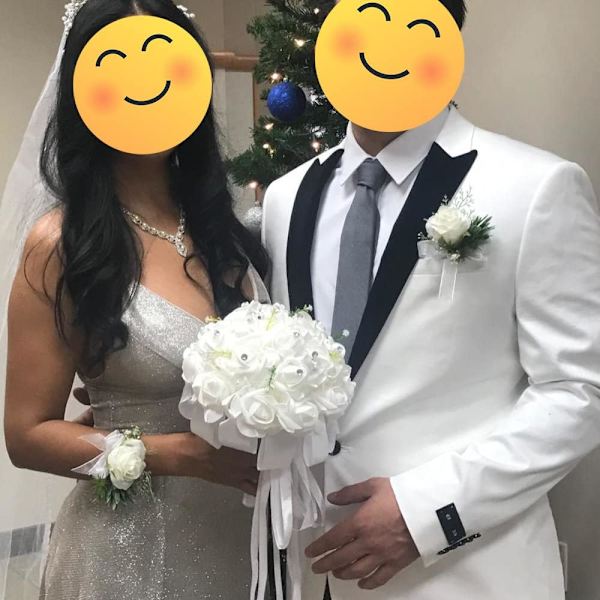 2-pack, vit ros handledsblomster och mans corsage set, corsage och handledsblomster armband ros bröllop blomma tillbehör