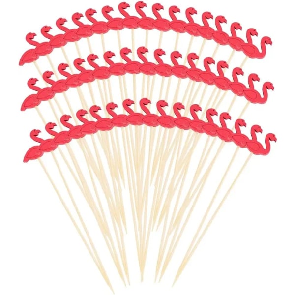 100-pack roliga Flamingo bambuspett, perfekt för cocktailparty eller BBQ-snacks (4,72")