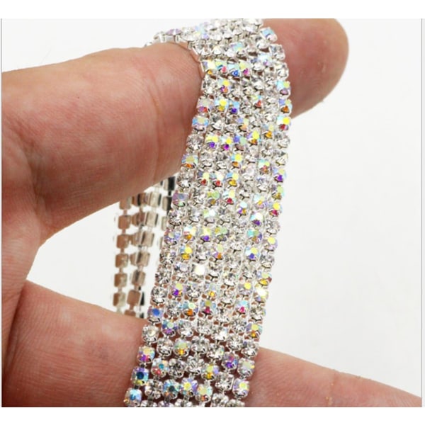 20 meter krystal rhinestone tæt kæde trim sy håndværk 2,5 mm sølvfarve