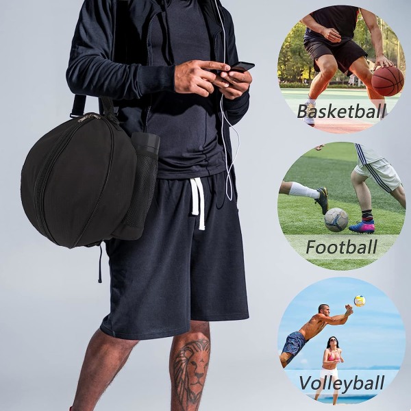 Dewa vattentät basketväska, vattentät basketväska med justerbara axelband, förvaringsväska för basketvolleyboll (svart)