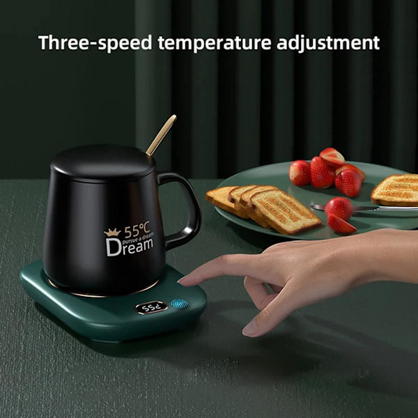 USB-drevet vandtæt kaffeværmer til bordplade Klasse 3 55°C Universal kopvarmer, hvid