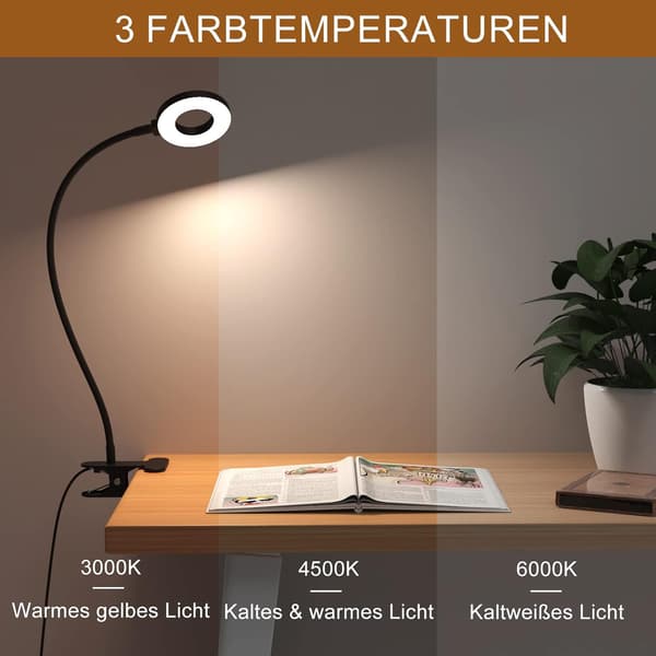 LED-leselampe for seng, dimbar – [3 moduser og 10 lysstyrkenivåer]