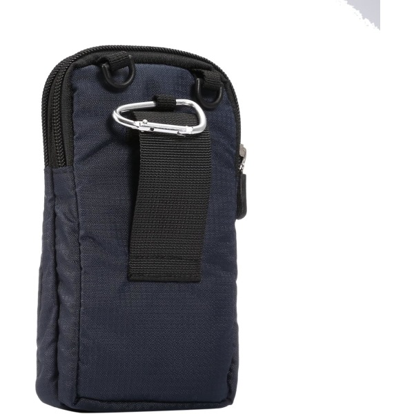 Mobiltelefon midjeveske, crossbody mobiltelefon veske, utendørs reise nylon skulder messenger bag, med belteløkke karabinkrok Navy blue 9*16.5*3.0CM