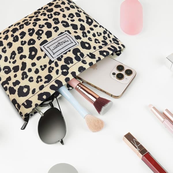Kosmetikkvesker, 2 stk leopardmønster kosmetikkveske, leopardmønster toalettmappe, multifunksjonell reisesminkeveske, hvit leopardmønster