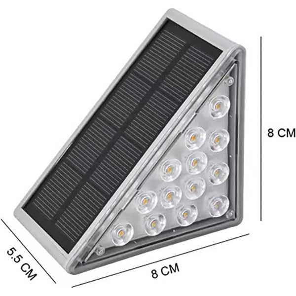 Solcelledrevne trappelys til udendørs brug, 13 LED-trinbelysning, sollamper med høj lysstyrke, IP68 vandtæt dæklys