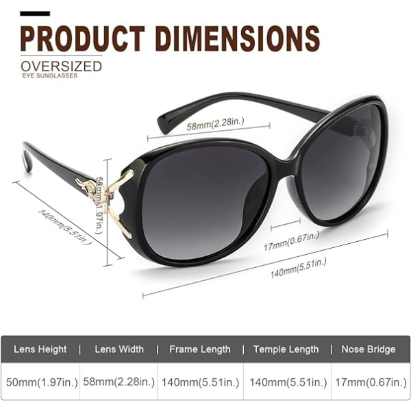 Solbriller for kvinner Trendy Polariserte solbriller Oversized solbriller Dame Shades UV-beskyttelse A