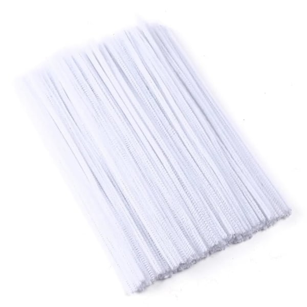 100 stycken piprensare, Chenilletråd 6mm x 30cm, Piprensare för hantverk DIY-projekt Chenilletråd White