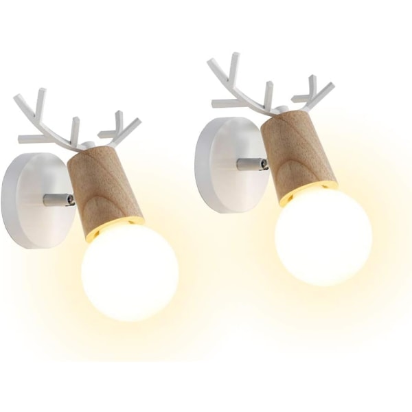 Set of 2,Wall Light Design Deer Antler Indoor Wall Lamps in Wood and Metal Wall Lamp