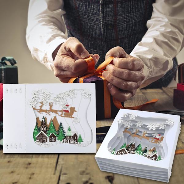 Julekort, 3D pop-up julekort, håndlaget fargerikt gratulasjonskort, gavekort med konvolutt, til datter, sønn, venn (juleeske)