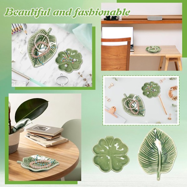 Keramisk Smykkedish, Keramisk Smykkebakke, Blomst og Blad Smykkedish, Nøglebakke, til Smykker Ringe Øreringe