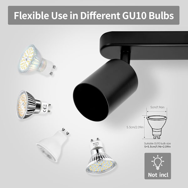 LED-kattovalaisin, kattovalaisin pyörivä (ilman lamppua) Black