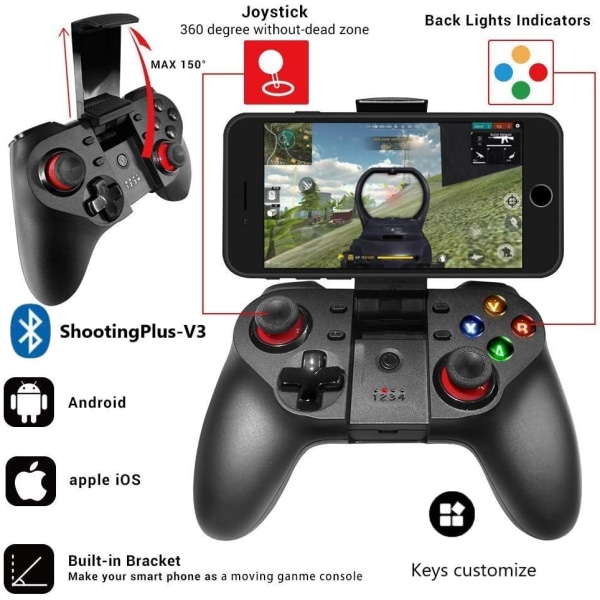 Mobil spelkontroll, trådlös Bluetooth Gamepad Joystick Multimedia spelkontroll