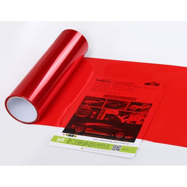 Kevyt auton tarra, itseliimautuva kevyt auton tarra sumunvastainen savu takavalon sävy vinyyli kääre arkit, punainen, 30x60cm