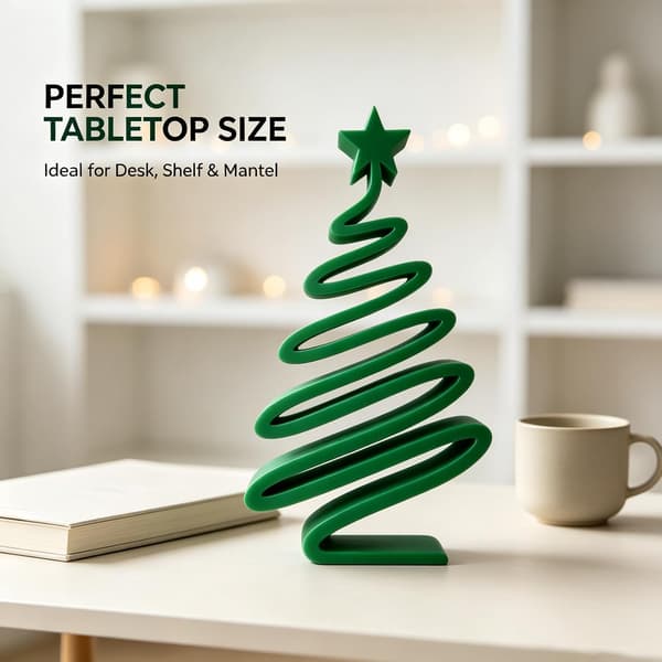 Minimalistisk 3D-spiral julgransdekoration, liten bordsdekoration (grön) Green