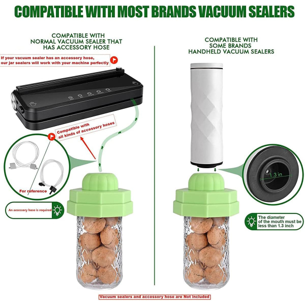 2 ST Universal Vacuum Jar Sealers Silikon Vacuum Sealers kompatibla med de flesta märken