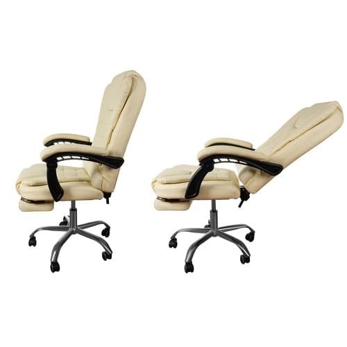 Kontorstol med fodstøtte - Kontorstol - Kunstlæder beige