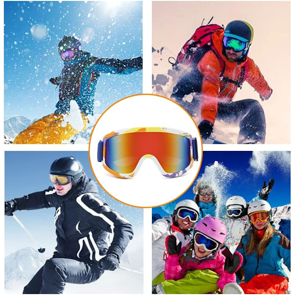 Skidglasögon, Snowboardglasögon, PC-material, Anti-ultraviolett, Andningsbar design, för skidåkning, skridskoåkning, klättring, cykling, unisex (1 styck, blå)