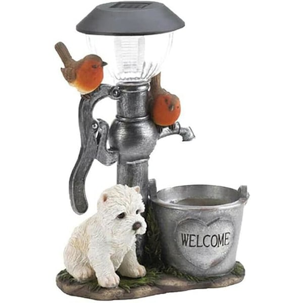 LED Solcelle Lys Kanin Kat Dyr Skulptur Harpiks Statue Lampe Have Ornament